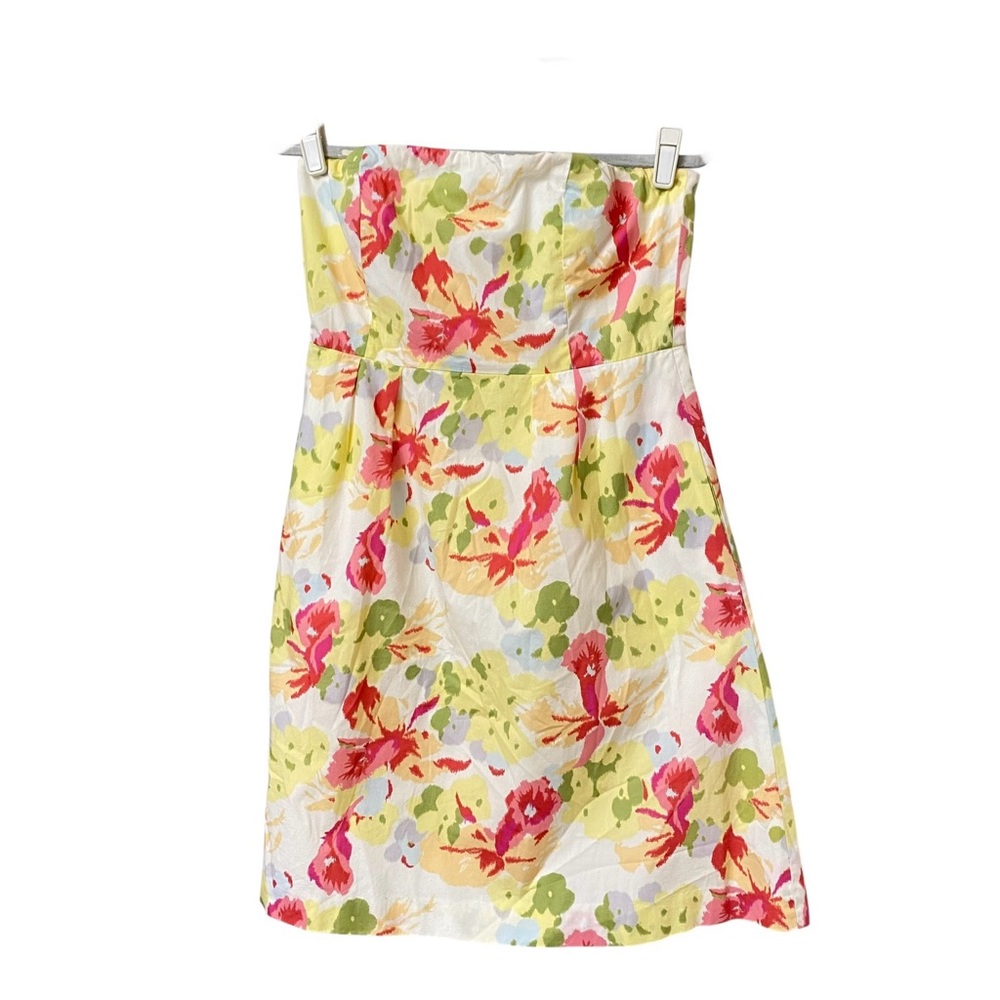 J. Crew Strapless Dress - Floral Red and Green